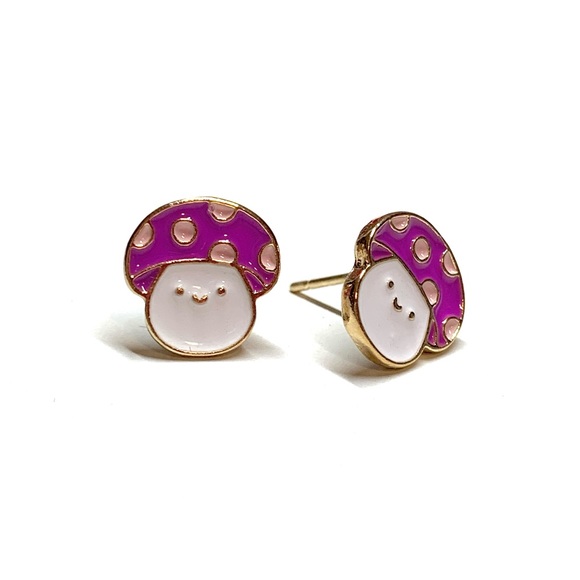 unbranded Jewelry - NEW Purple Fly Agaric Mushroom Colorful Stud Earrings
